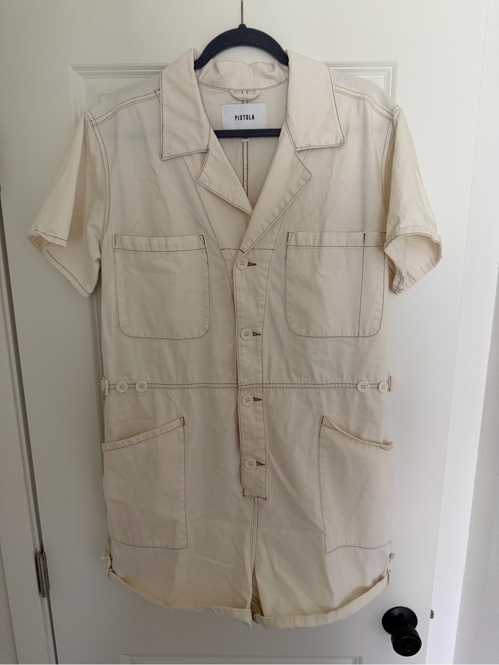 Pistola Cream Short-Sleeve Utility Romper